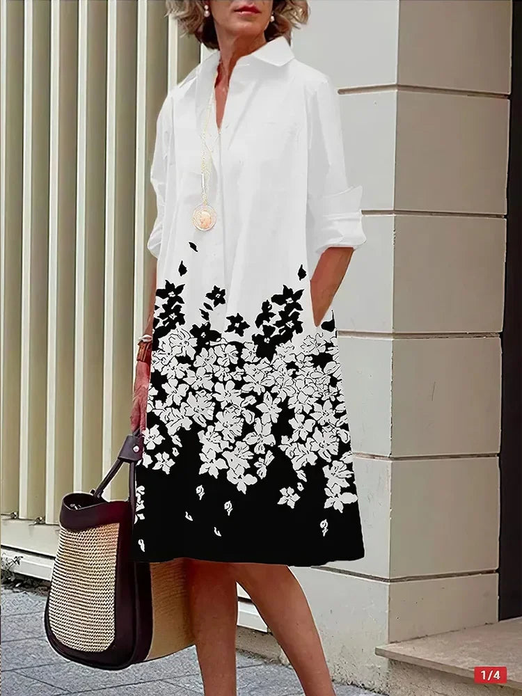 Women's Cotton Shirt Dress A Line Midi - Image 1