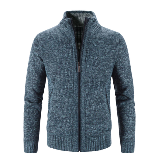 Men's Full-Zip Ribbed Knit Sweater - Image 1