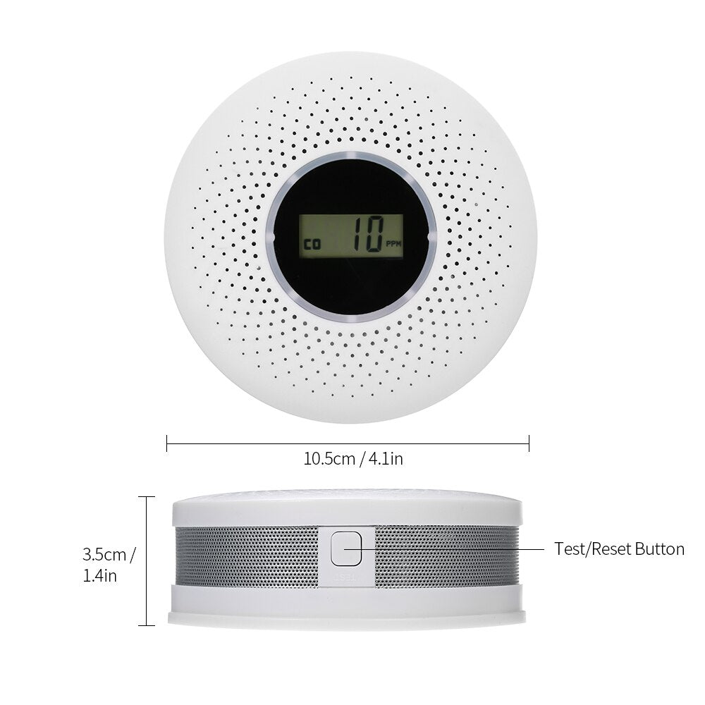 2-in-1 Carbon Monoxide & Smoke Detector Combo for Home Safety