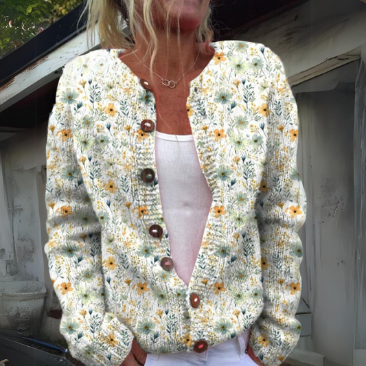 Women's Floral Button-Down Cardigan - Image 1