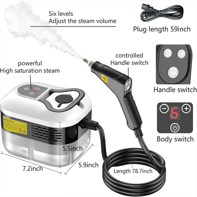 2500W High Pressure Steam Cleaner with 4 Nozzles