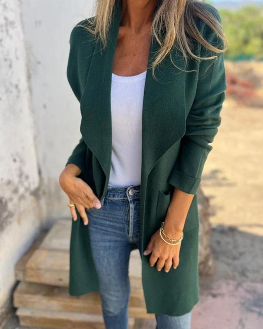 Women's Open Front Long Coat - Image 1