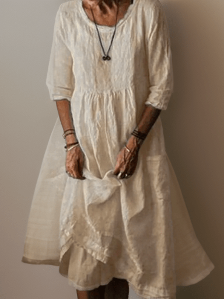Image of Women's 3/4 Sleeve A-Line Midi Dress
