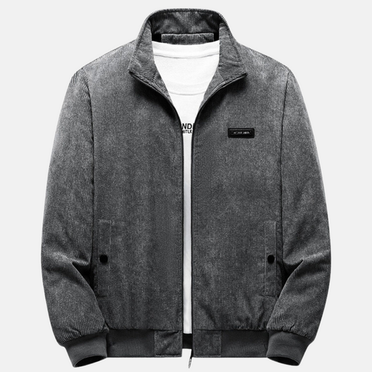 Men's Zip-Up Corduroy Bomber Jacket - Image 1