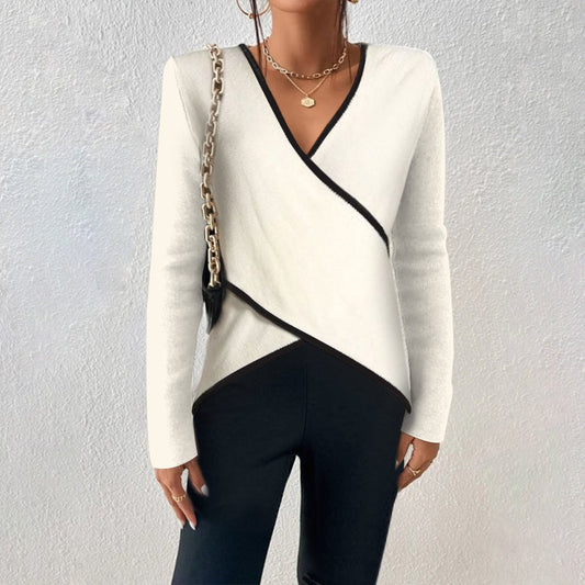 Women's Wrap V-Neck Sweater - Image 1