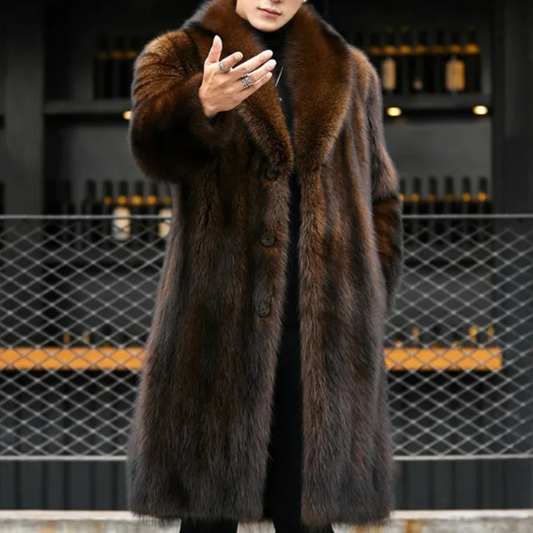 Men's Notched Lapel Fur Coat - Image 1
