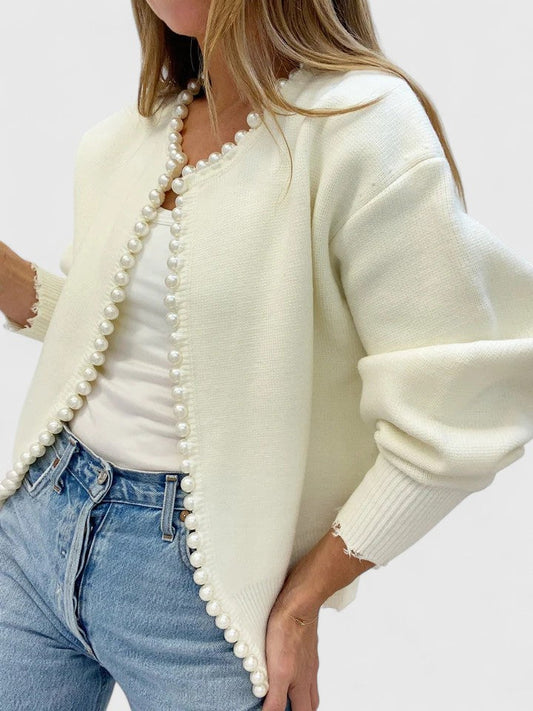 Women's Pearl Trim Cardigan Jacket - Image 1