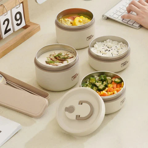 Stainless Steel Lunch Box Set | Leakproof & Stackable | Keeps Meals Warm