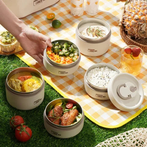 Stainless Steel Lunch Box Set | Leakproof & Stackable | Keeps Meals Warm