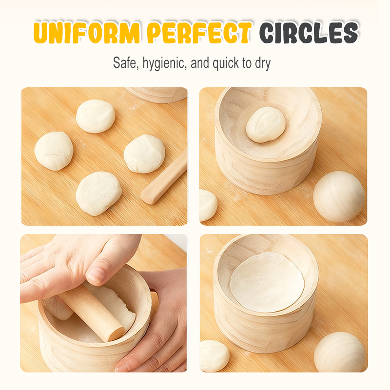 Dumpling | Wooden Dough Press | Non-Stick Surface