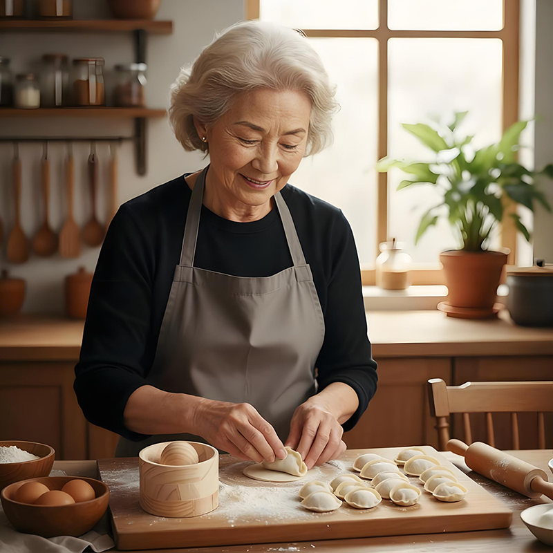 Dumpling | Wooden Dough Press | Non-Stick Surface