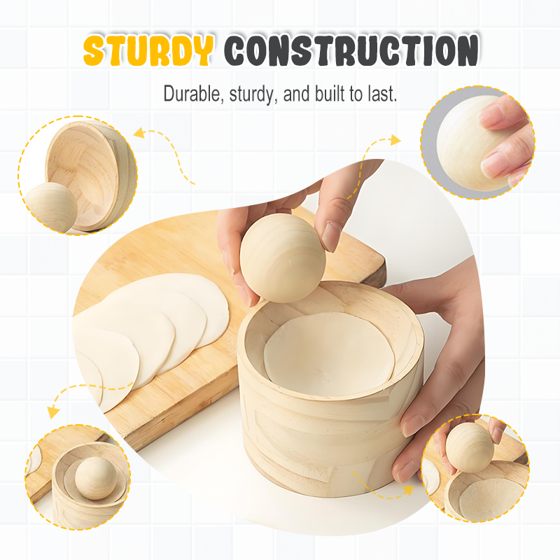 Dumpling | Wooden Dough Press | Non-Stick Surface