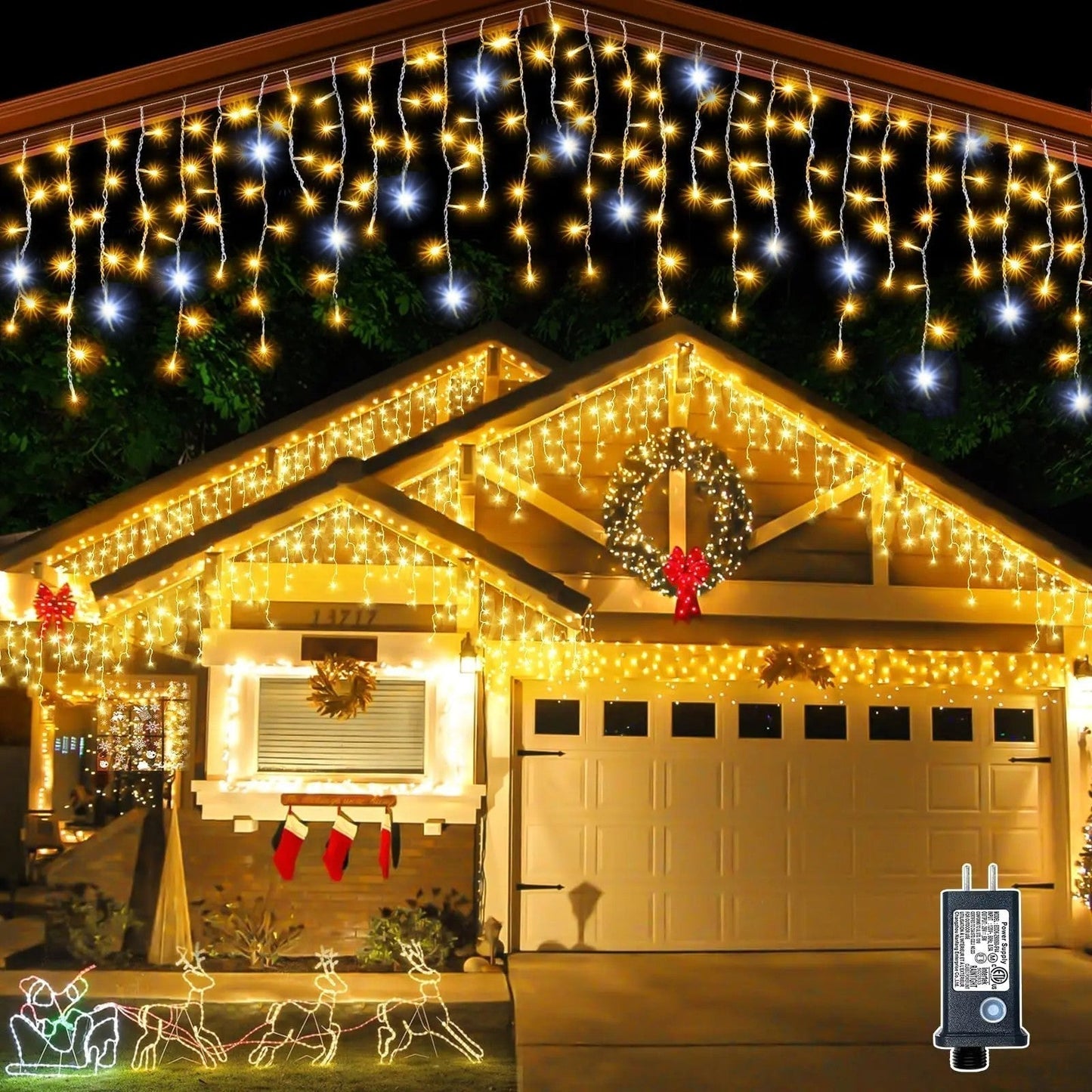 4m LED Light Curtain with Warm Light, Waterproof IP44 - Perfect for Weddings and Celebrations