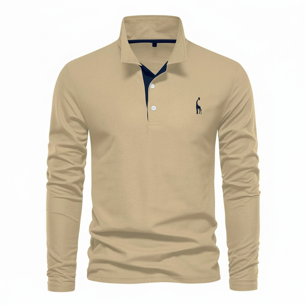 Men's Button-Down Long Sleeve Polo Shirt