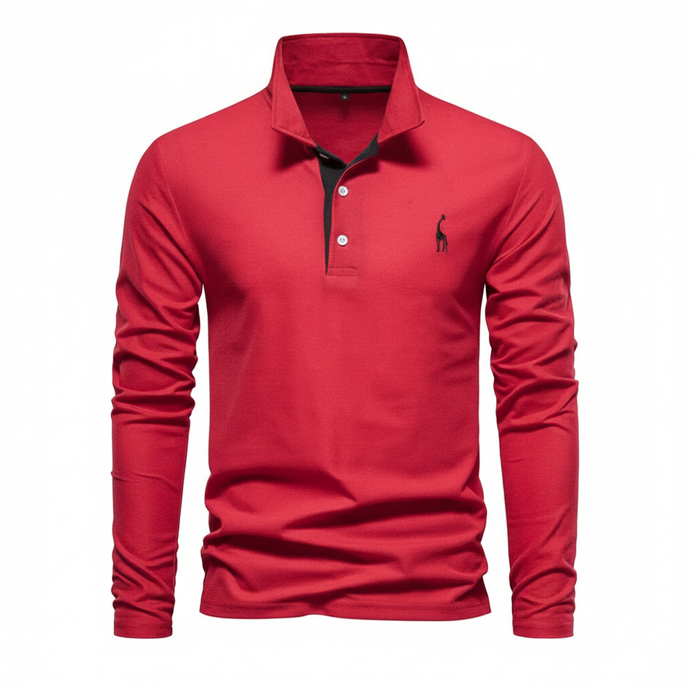 Men's Button-Down Long Sleeve Polo Shirt