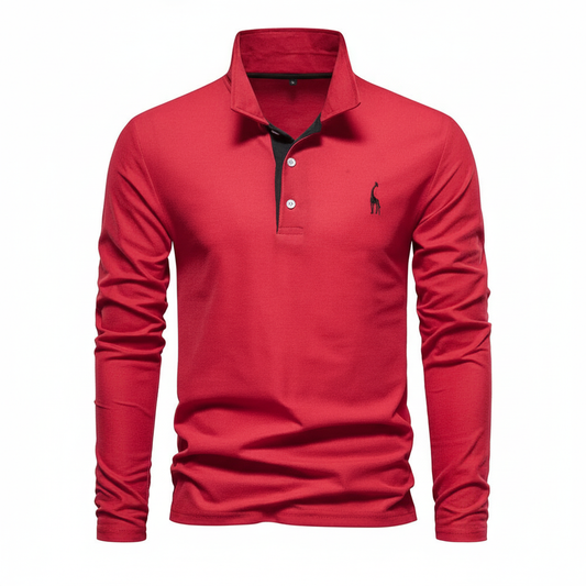 Men's Button-Down Long Sleeve Polo Shirt