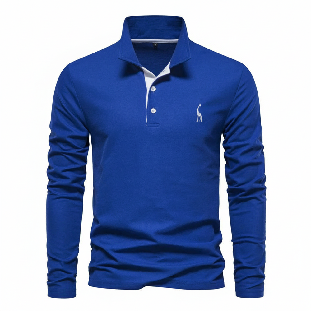 Men's Button-Down Long Sleeve Polo Shirt