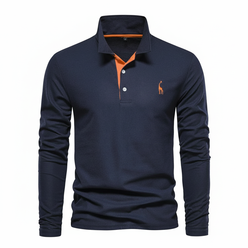 Men's Button-Down Long Sleeve Polo Shirt
