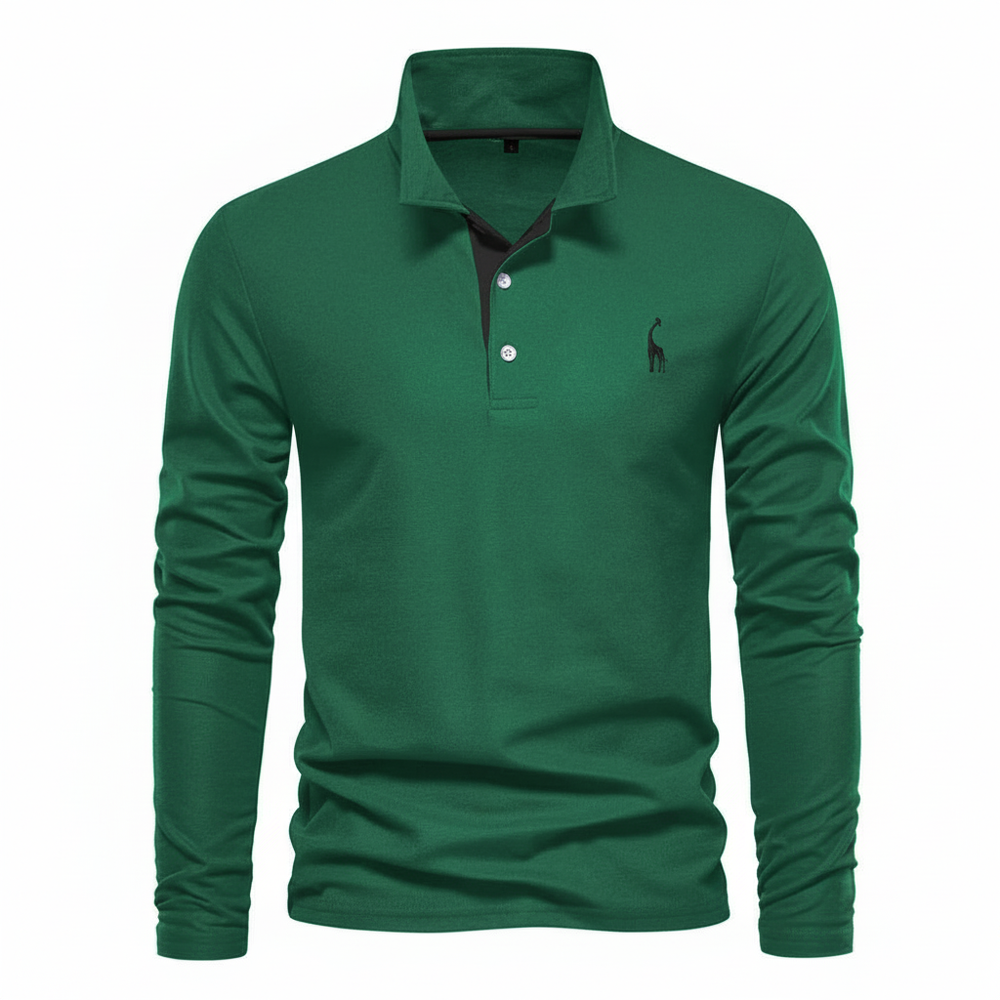 Men's Button-Down Long Sleeve Polo Shirt