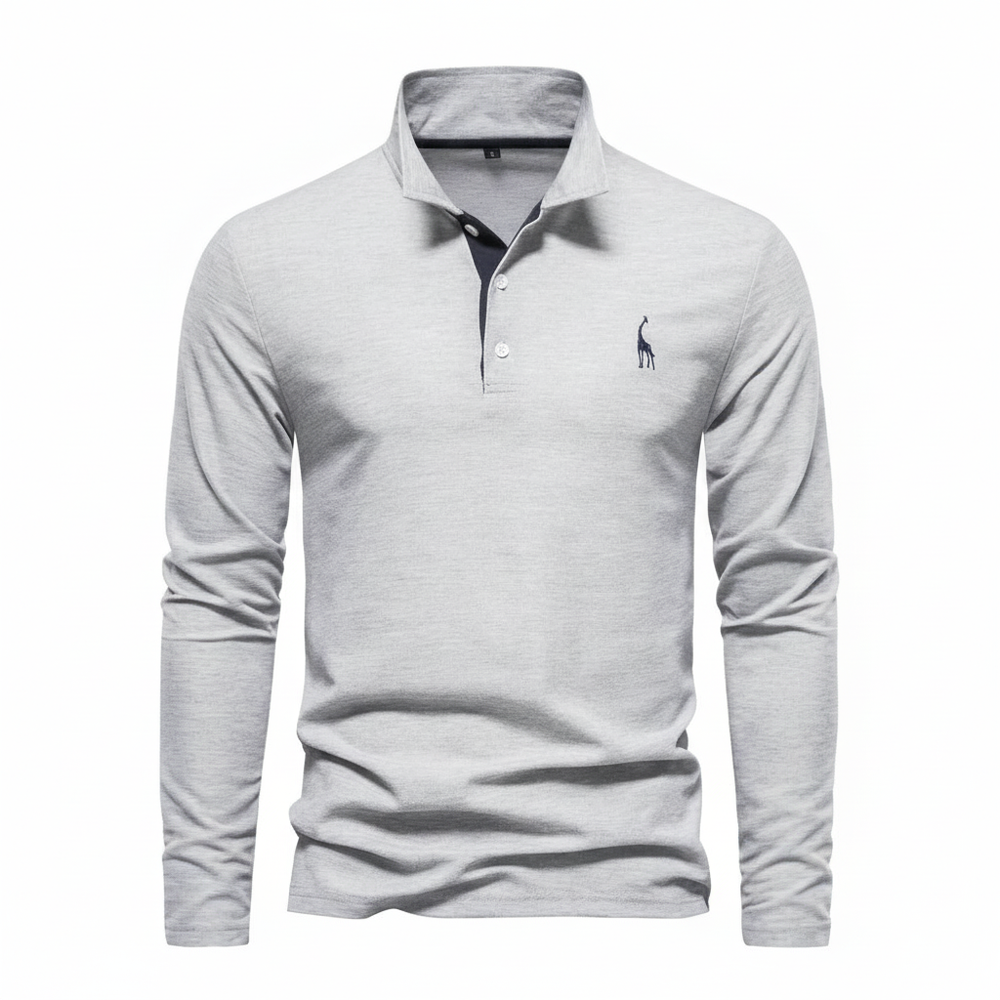 Men's Button-Down Long Sleeve Polo Shirt