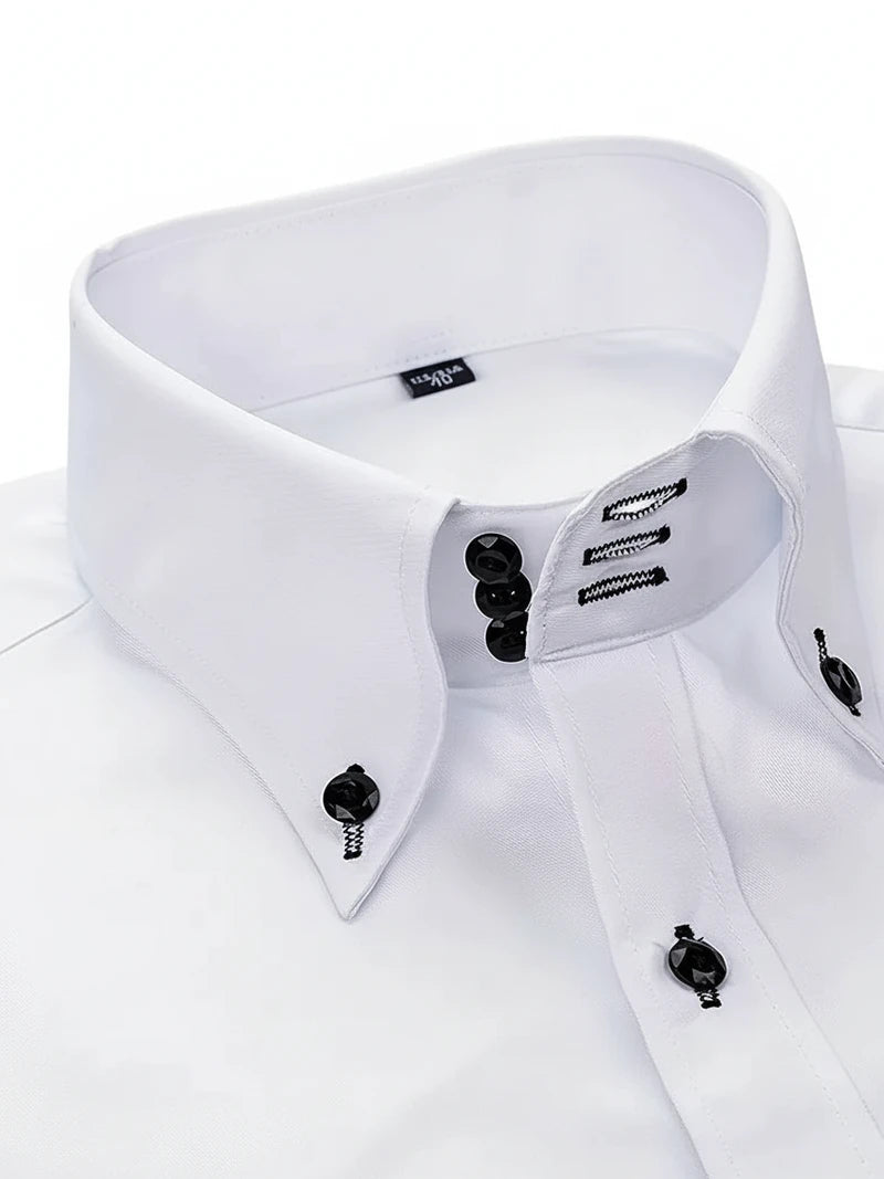 Men's Slim-Fit Long Sleeve Shirt with Buttoned Cuffs