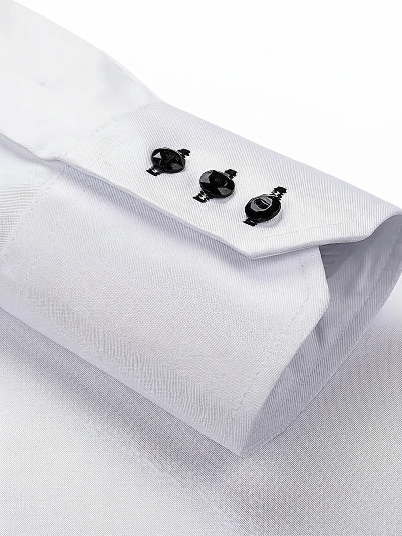 Men's Slim-Fit Long Sleeve Shirt with Buttoned Cuffs