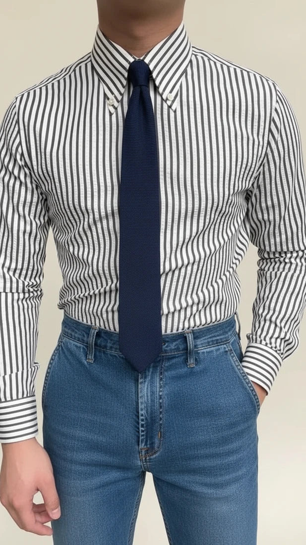 Men's Striped Button-Up Shirt