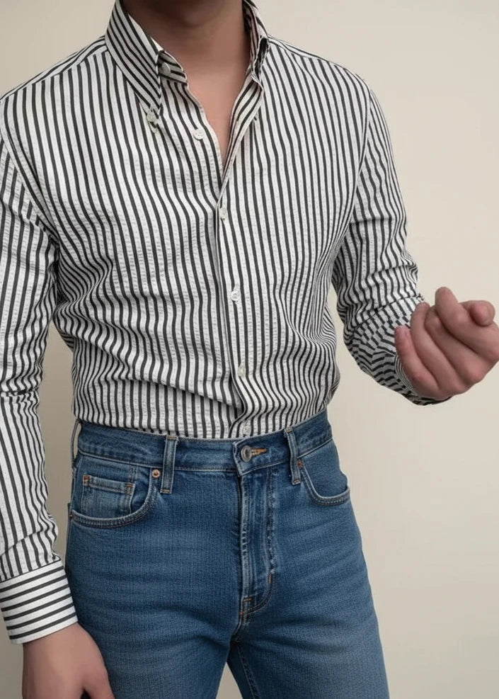 Men's Striped Button-Up Shirt