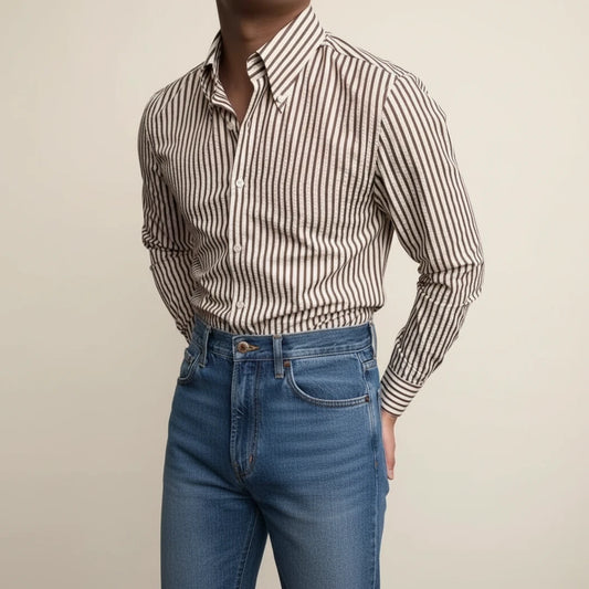 Men's Striped Button-Up Shirt
