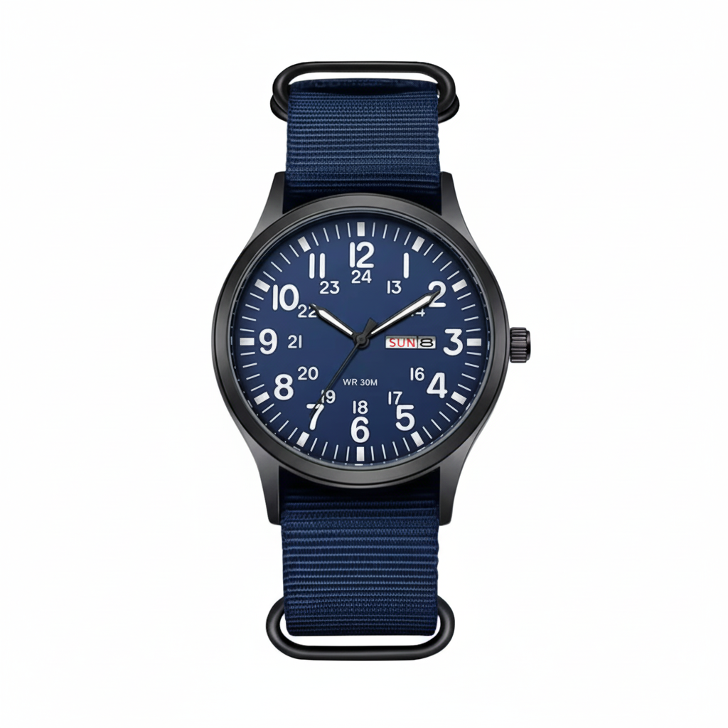 Men's Outdoor Watch with Water Resistance and Scratch Resistance – Durable Stainless Steel Case and Nylon Strap