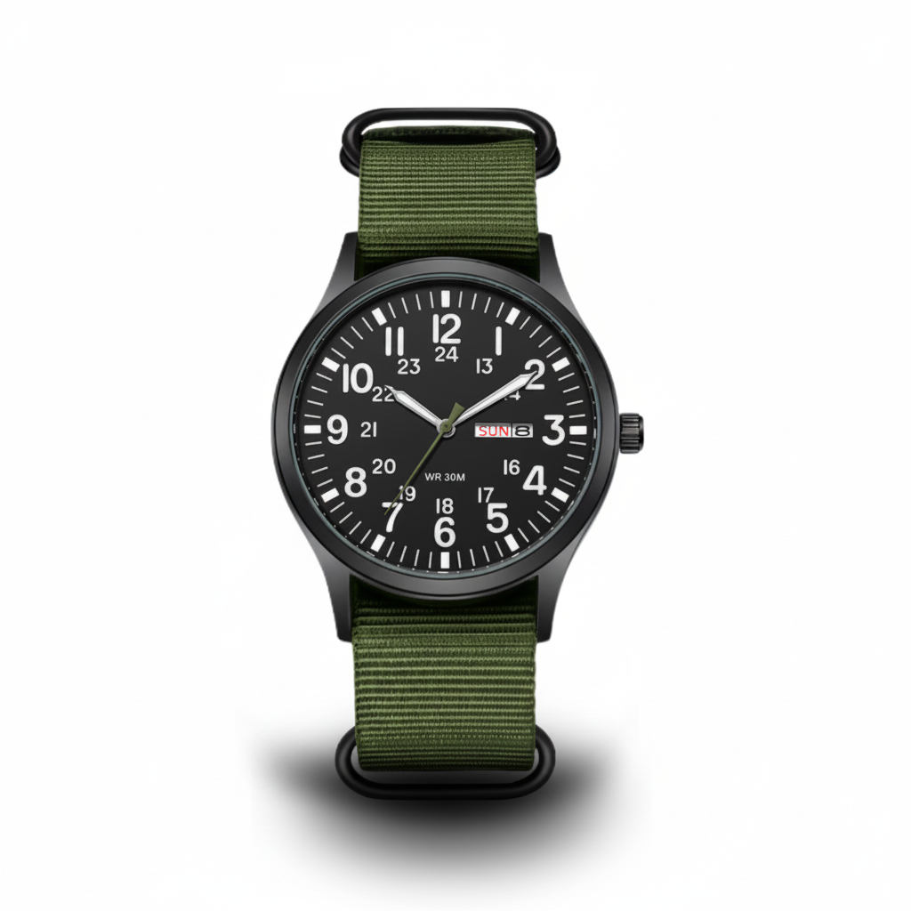 Men's Outdoor Watch with Water Resistance and Scratch Resistance – Durable Stainless Steel Case and Nylon Strap