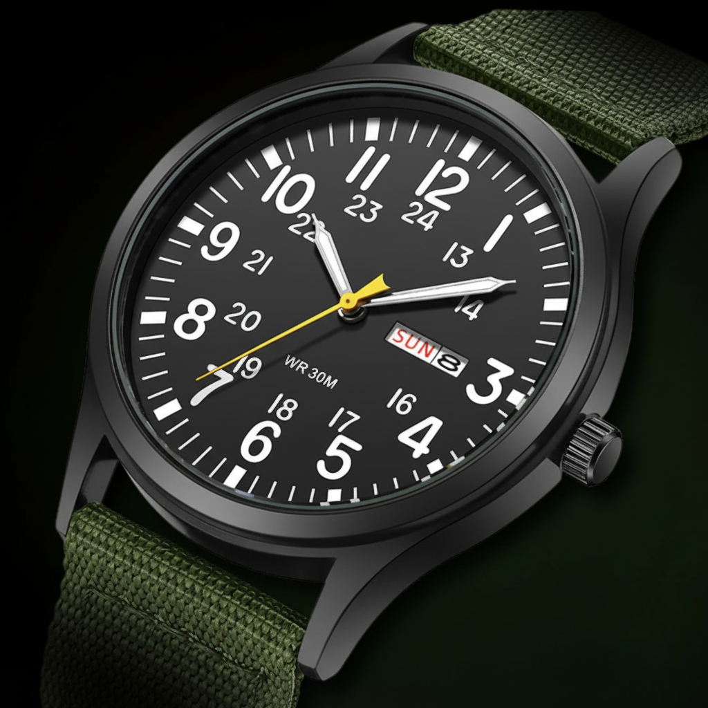 Men's Outdoor Watch with Water Resistance and Scratch Resistance – Durable Stainless Steel Case and Nylon Strap