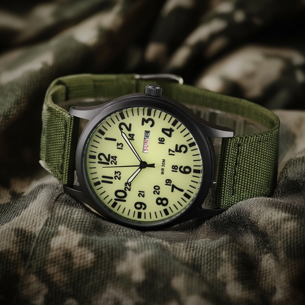 Men's Outdoor Watch with Water Resistance and Scratch Resistance – Durable Stainless Steel Case and Nylon Strap
