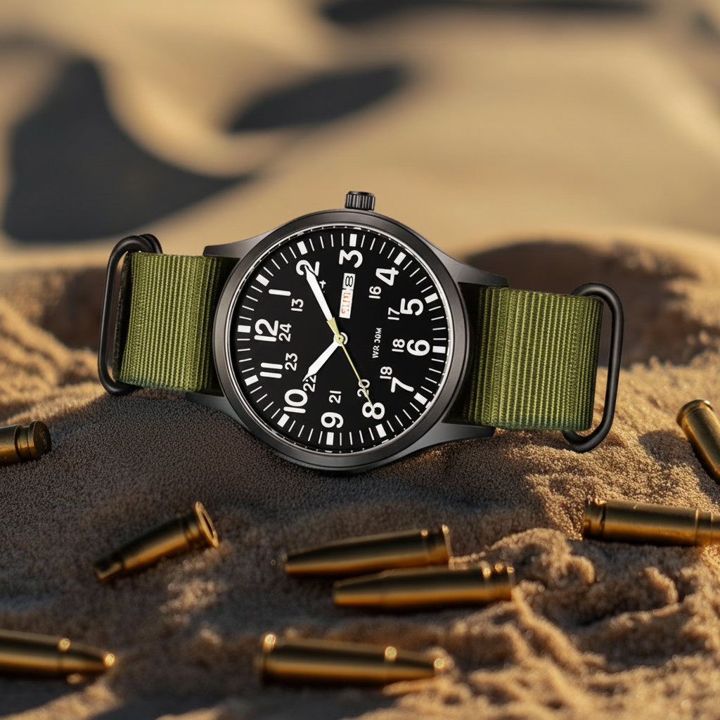 Men's Outdoor Watch with Water Resistance and Scratch Resistance – Durable Stainless Steel Case and Nylon Strap