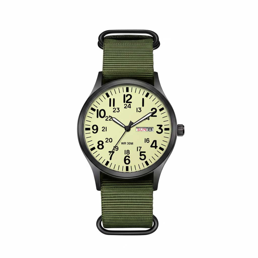 Men's Outdoor Watch with Water Resistance and Scratch Resistance – Durable Stainless Steel Case and Nylon Strap