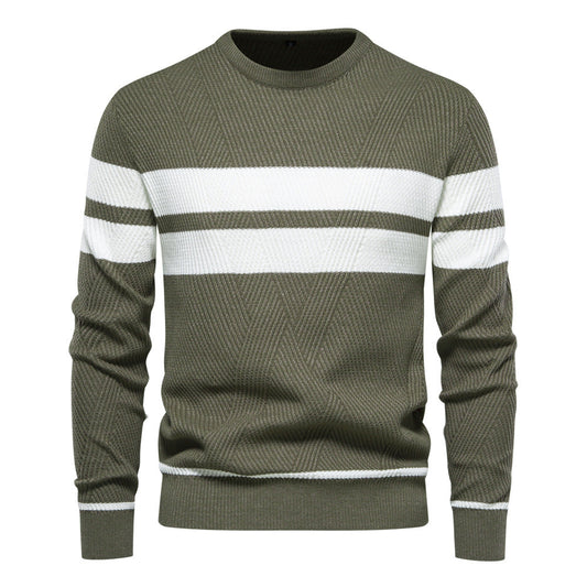 Men's Striped Crew Neck Sweater - Image 1