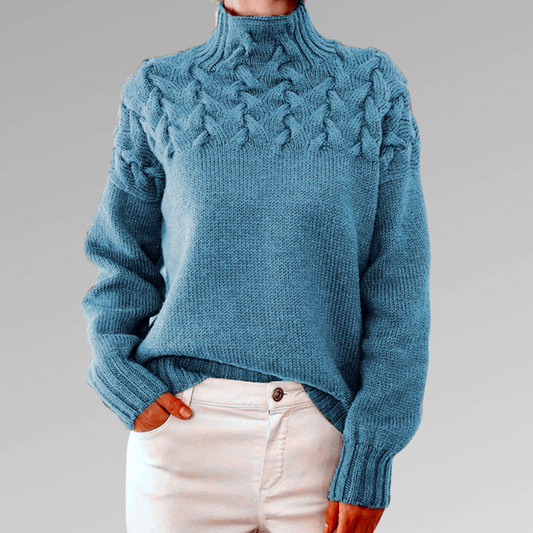 Women's Cable Knit Turtleneck Sweater - Image 1