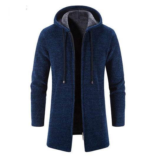Men's Hooded Knit Longline Coat - Image 1