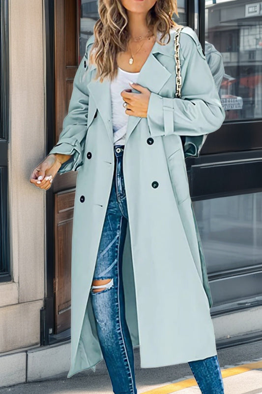Women's Double-Breasted Long Trench Coat - Image 1