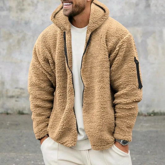 Men's Hooded Sherpa Full Zip Jacket - Image 1