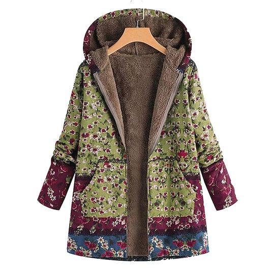 Women's Floral Hooded Longline Jacket - Image 1
