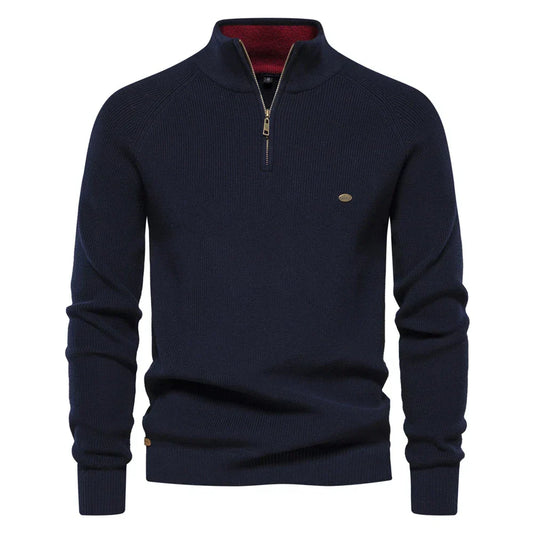 Men's Half Zip Ribbed Knit Sweater - Image 1