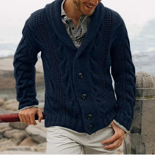 Men's Button-Front Cable Knit Sweater - Image 1