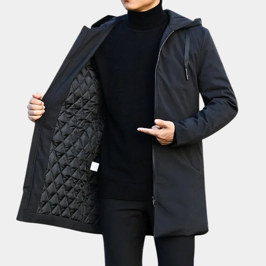 Men's Hooded Mid-Length Coat - Image 1