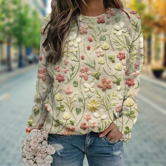 Women's Floral Crewneck Sweater - Image 1