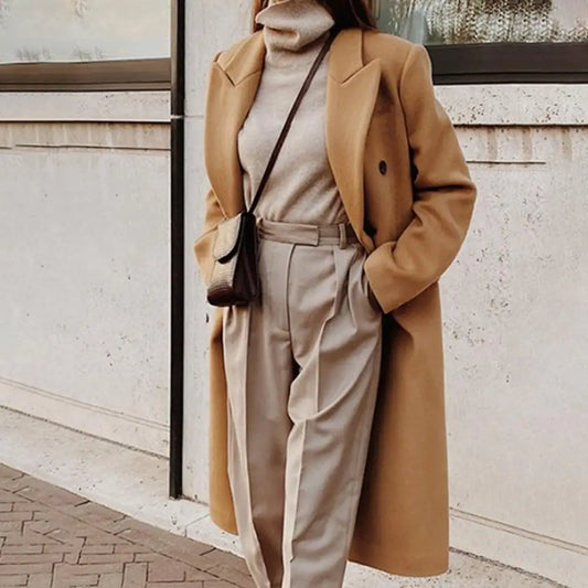Women's Double Breasted Long Coat - Image 2
