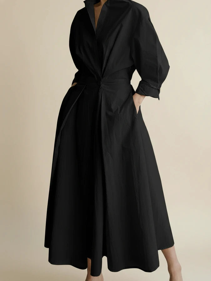 Women's Belted A-Line Midi Dress