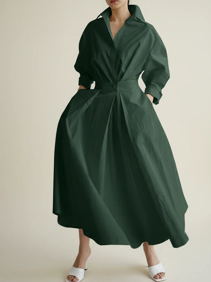 Women's Belted A-Line Midi Dress