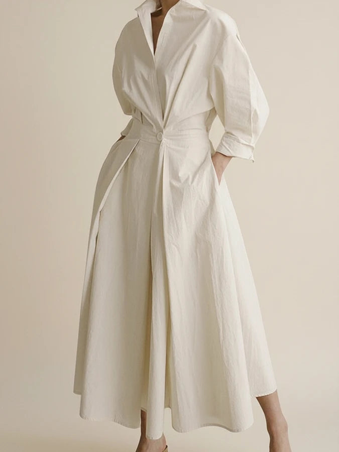 Women's Belted A-Line Midi Dress