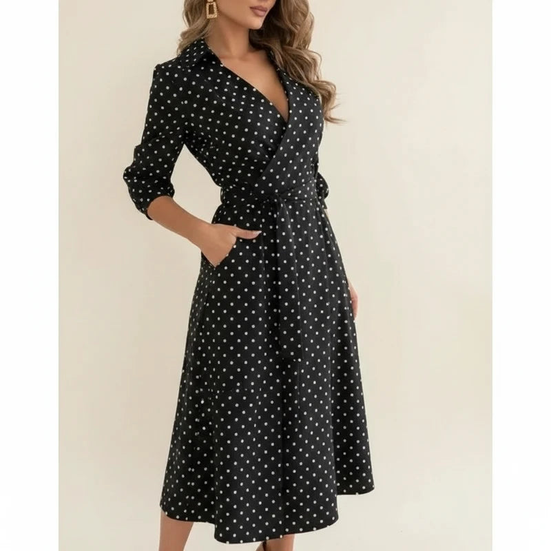 Women's Belted Wrap Midi Dress